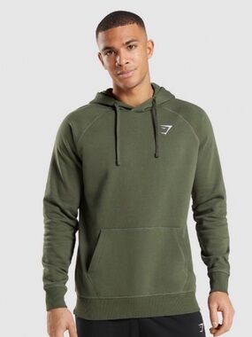 Gymshark Men’s Olive Green Pullover Hoodie Size L